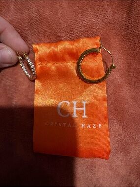 Crystal Haze Gold Crystal Hoop Earrings - Gold